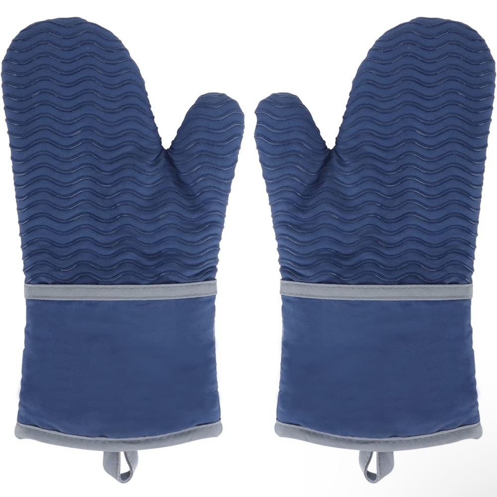 Oven Mitts, Set of 2 Heat Resistant Oven Mitts with Non Slip Textured Silicone